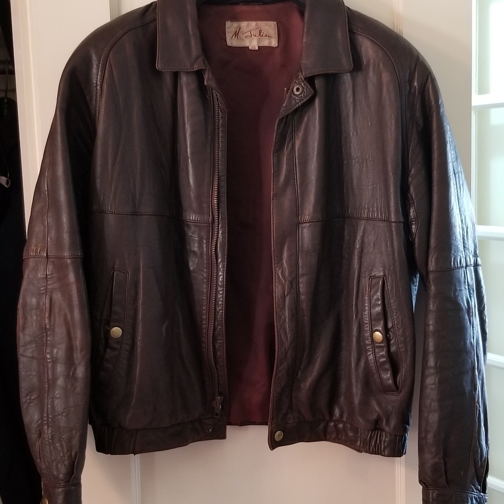 Wilson's Bomber Jacket Soft Leather Unisex Style M. Julian Flight Brown 40 Nice!